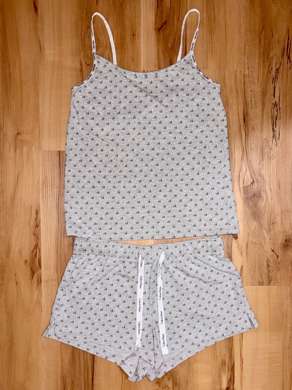 Calvin Klein Gray CK Logo Cami Shorts Pajama Set S